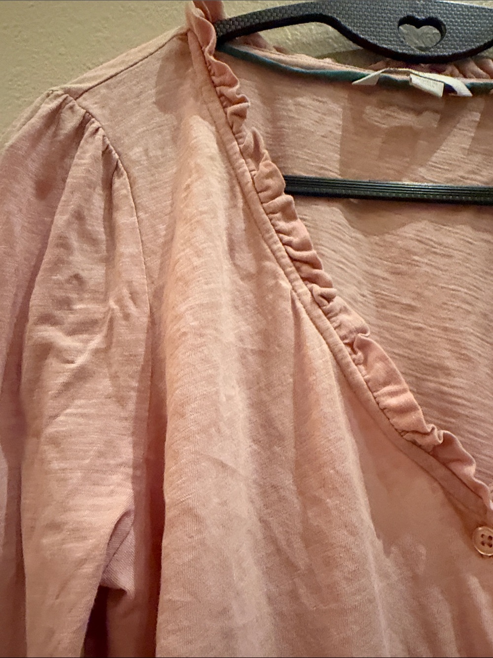 Boden Women's Pink Button-Front Ruffle V-Neck Top - Picture 5 of 9